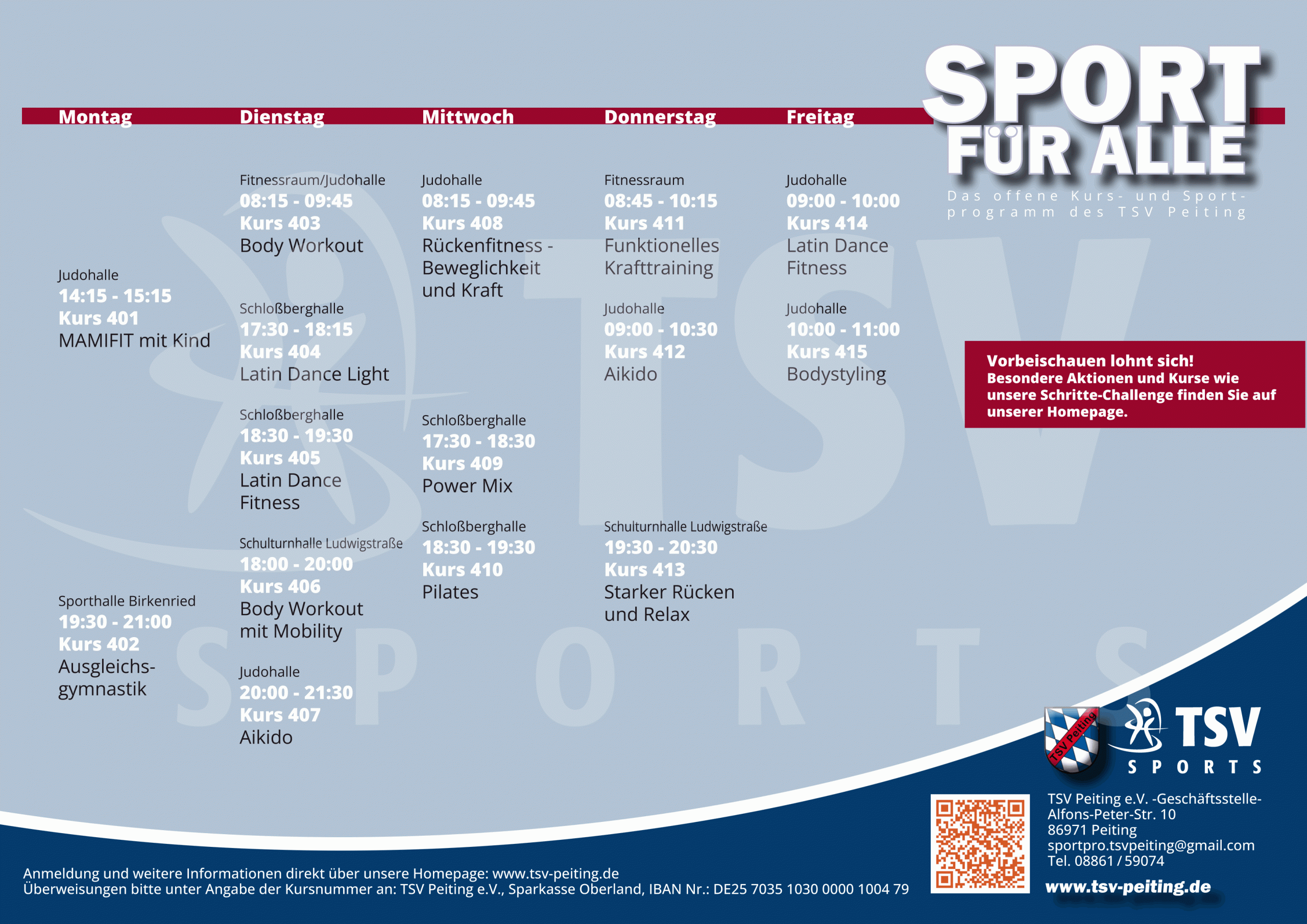 Sportprogramm Kurse TSV Peiting